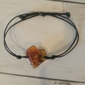 Amber Heart Pendant Bracelet